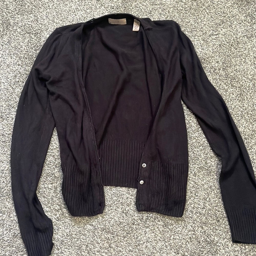 Black IE Cardigan with diamond buttons